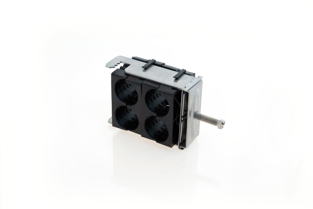 RF B Fixation quadruple pour plat ou rond de 3 à 12mm