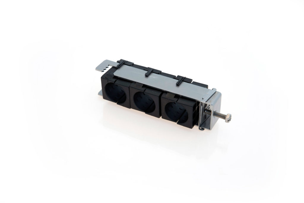RF B Fixation triple pour plat ou rond de 3 à 12mm